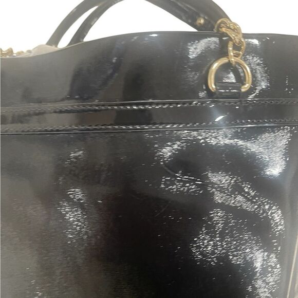 Kate Spade Patent Leather Tote with Gold Chain Embossed - Picture 7 of 16
